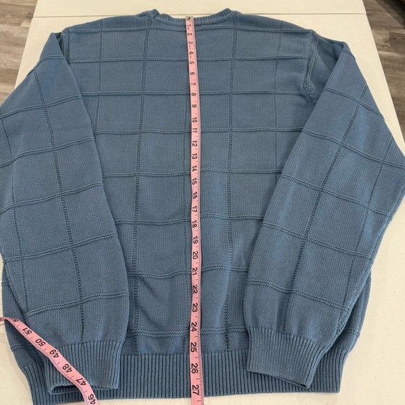 IZOD Cable Knit Sweater Blue Cotton Crew Neck Long Sleeves Men’s Size Large - Picture 8 of 12
